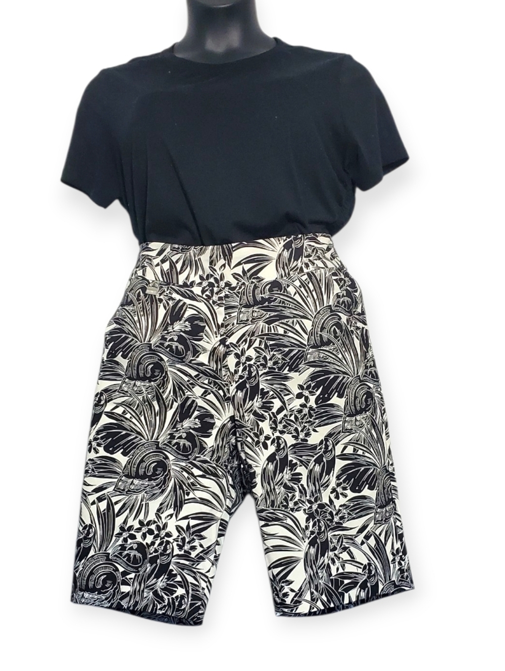 Premise Black and White Tropical Print Shorts